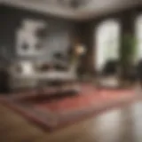 Elegant living room with hardwood flooring and a stylish rug