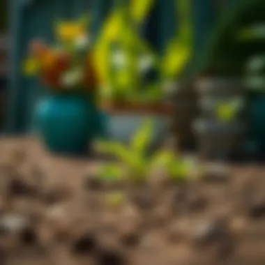 A detailed close-up of soil evaluation and preparation for planting.