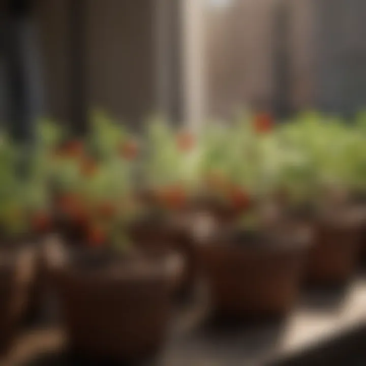 Healthy cherry tomato seedlings in pots