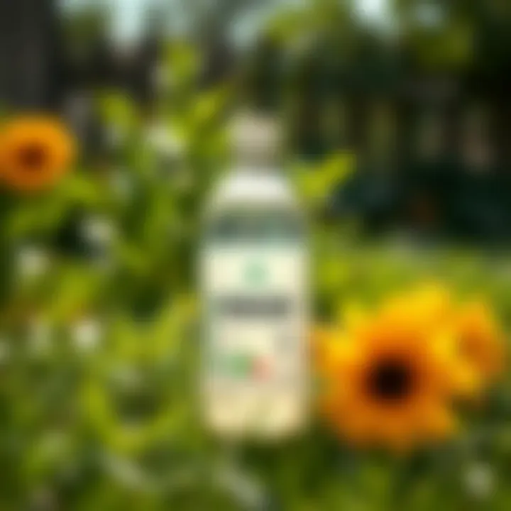 Bottle of vinegar in a garden setting