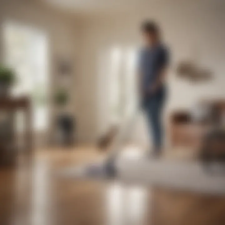 User navigating Hoover ONEPWR Pet Cordless Vacuum in a living room