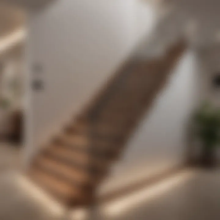 Elegant horizontal railing in a contemporary staircase
