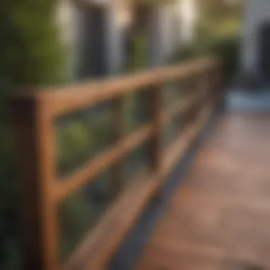 Innovative outdoor horizontal railing with wood accents