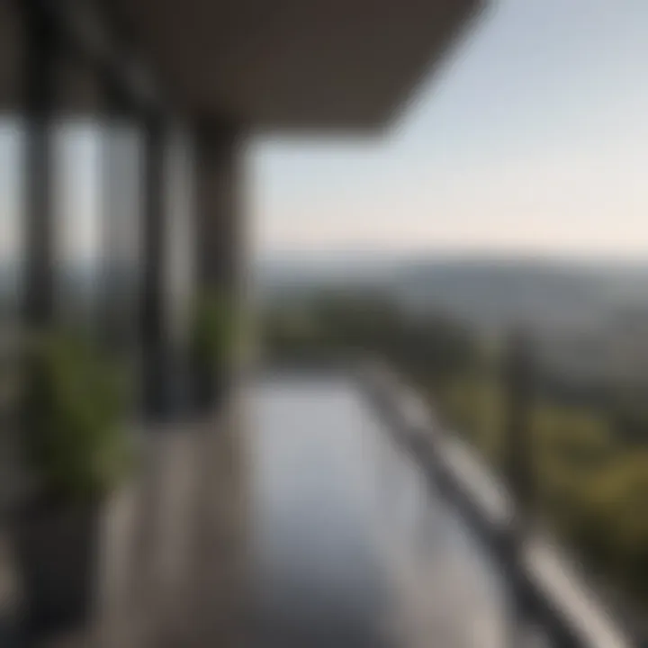 Stylish balcony with horizontal railing and panoramic view