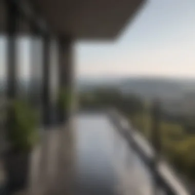 Stylish Balcony with Horizontal Railing Stylish balcony with horizontal railing and panoramic view