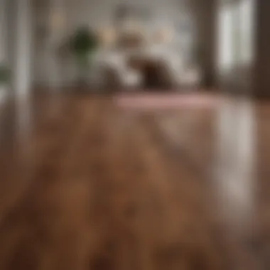 Elegant living room showcasing a rich walnut wood floor color