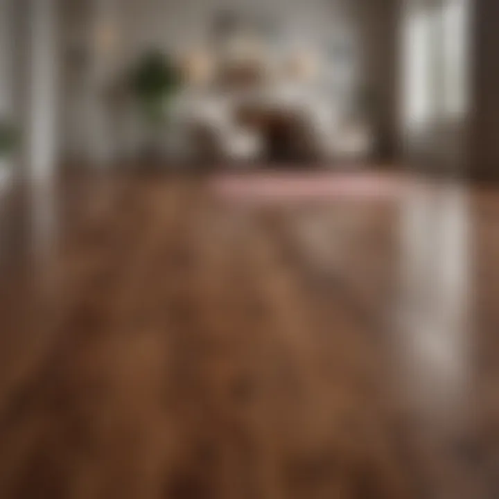 Elegant living room showcasing a rich walnut wood floor color