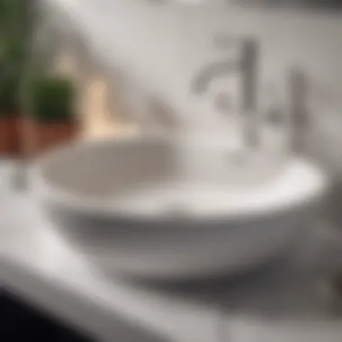 Close-up of a pristine white ceramic sink