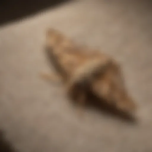 Close-up of a moth resting on a fabric