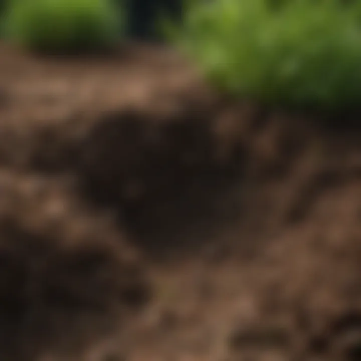 Close-up of rich soil with healthy grass roots