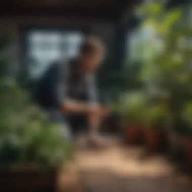 Inspecting Indoor Plants for Pest Infestations A gardener inspecting indoor plants for signs of pests