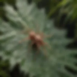 Close-up of a spider mite infestation on a leaf
