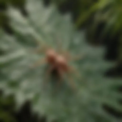 Close-up of a spider mite infestation on a leaf