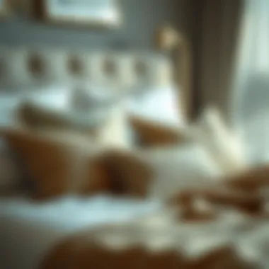 Decorative Pillow Arrangement Elegant arrangement of decorative pillows on a neatly made bed