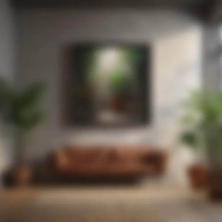 A perfectly hung picture on a stylized wall