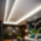 A beautifully finished basement ceiling showcasing a modern design