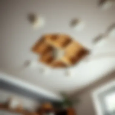 A cross-section view illustrating ceiling installation techniques