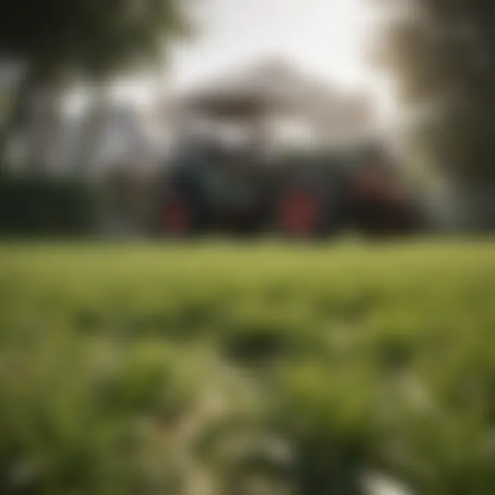Fertilizer application on healthy green grass