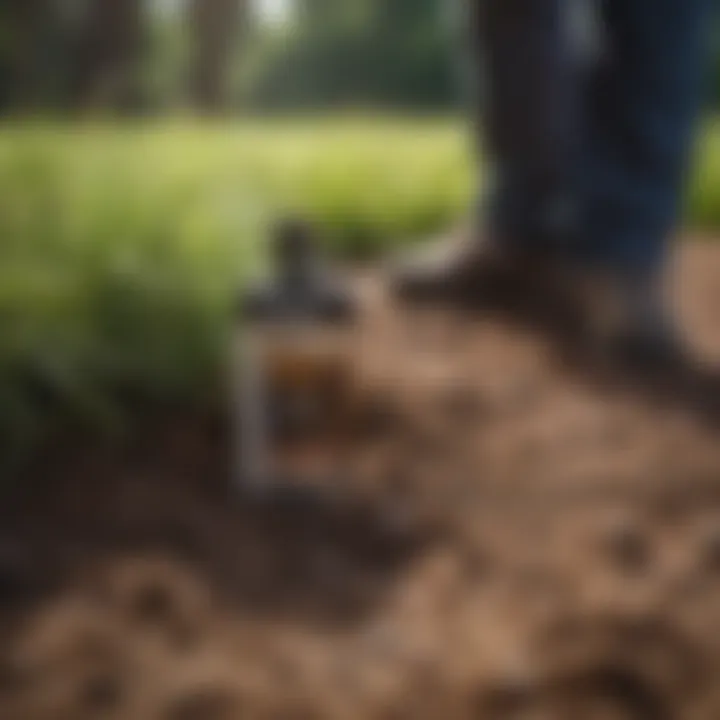 Illustration of soil testing kit for lawn care