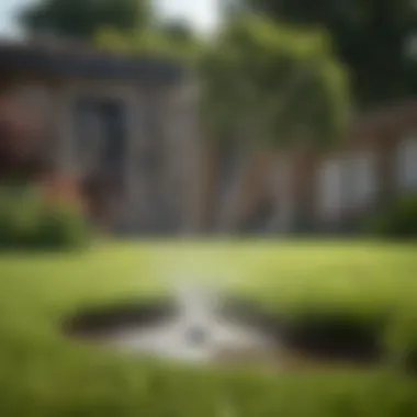 Lawn with a watering system demonstrating proper irrigation