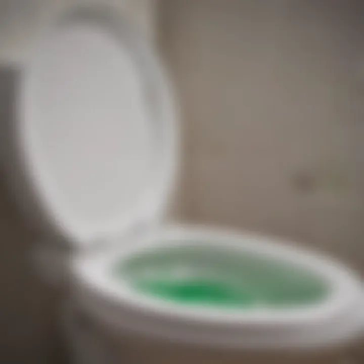 Pouring dishwashing liquid into a toilet bowl