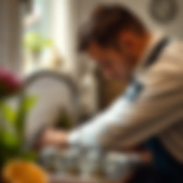 Professional plumber assessing a kitchen sink issue