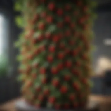 Vertical garden system showcasing strawberries