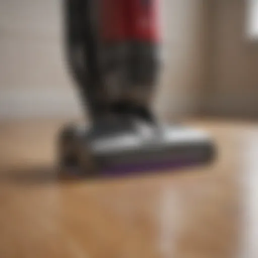 A sleek upright vacuum cleaner showcasing advanced technology and design