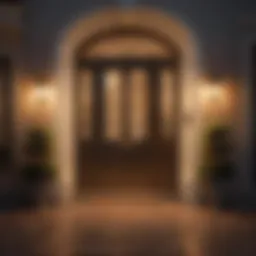 Elegant front door lighting casting a warm glow