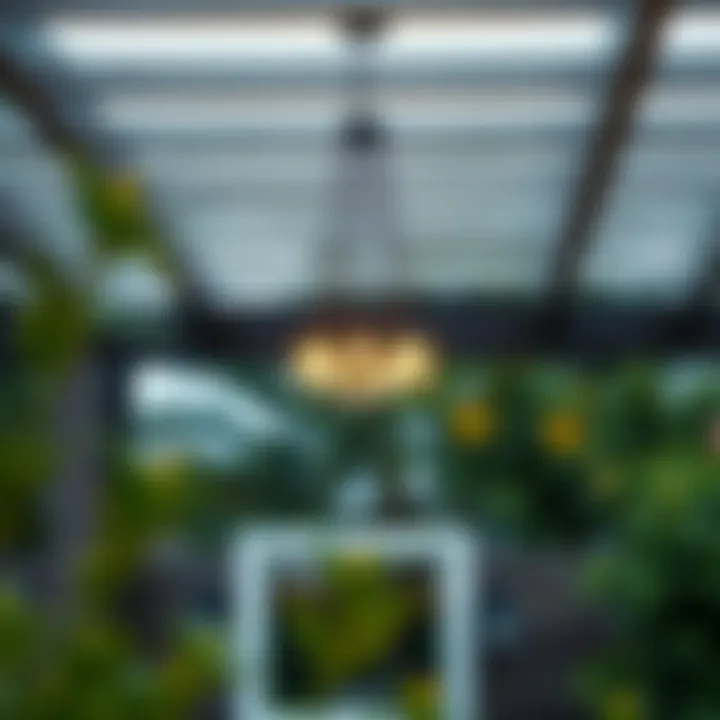 Modern pergola featuring a sleek, contemporary chandelier