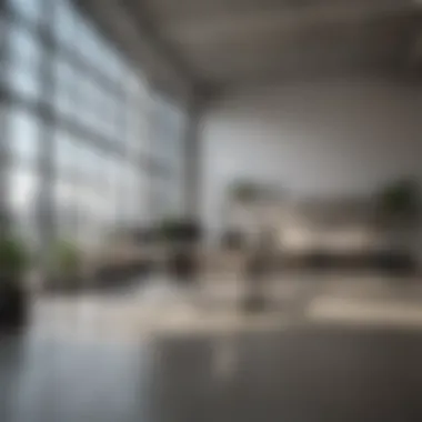 Natural light flooding through large windows in a modern office