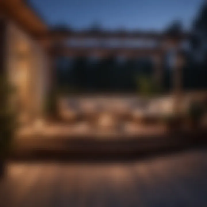 Outdoor deck with ambient lighting creating a cozy atmosphere