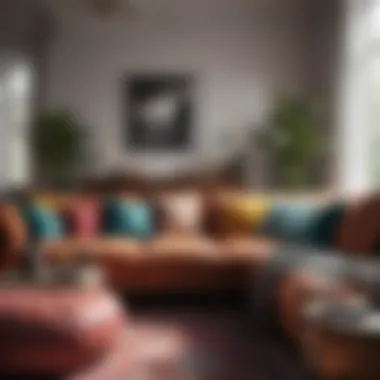 Cozy living room arrangement with colorful cushions