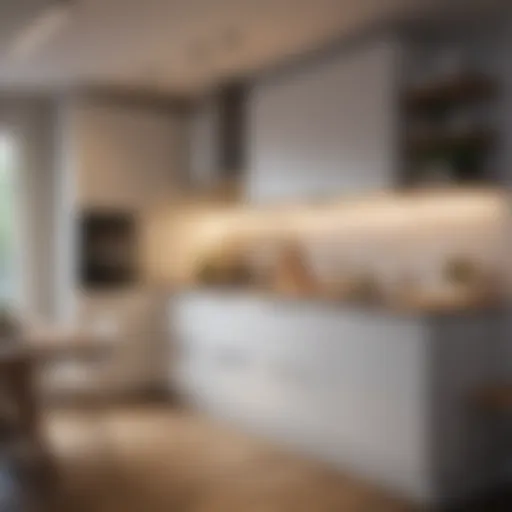 Stylish compact kitchen layout with multifunctional furniture