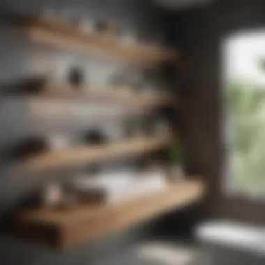 Contemporary bathroom featuring open shelving