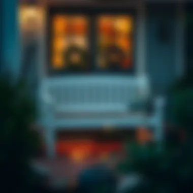 Cozy bench with integrated lighting for evening ambiance at the door