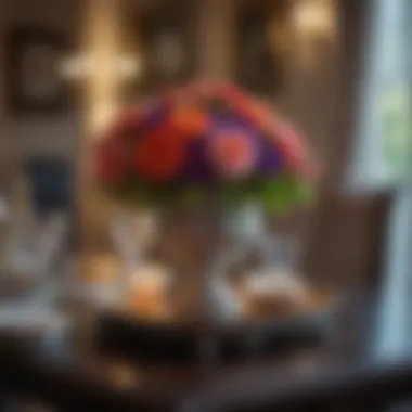Elegant Small Table Decor Elegant small table decor with vibrant flowers and chic accessories