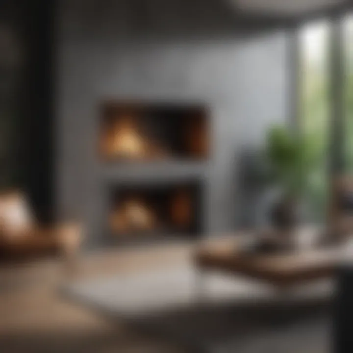 Luxurious open fireplace featuring unique materials
