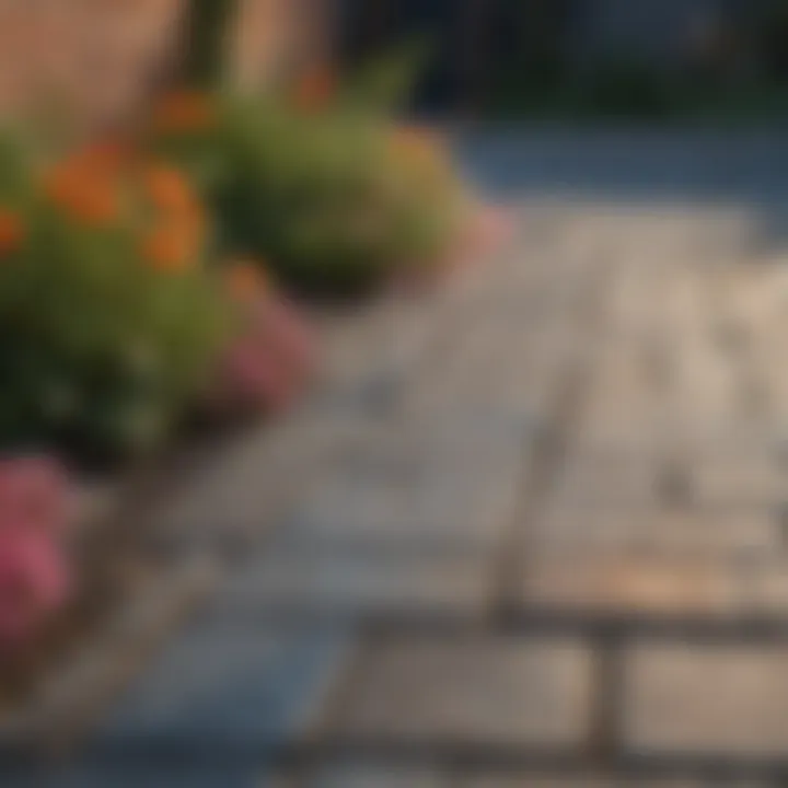 Vibrant garden design integrating pavers with flower beds.