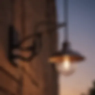 Close-up of a unique patio light installation technique