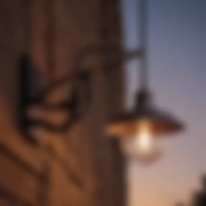 Close-up of a unique patio light installation technique