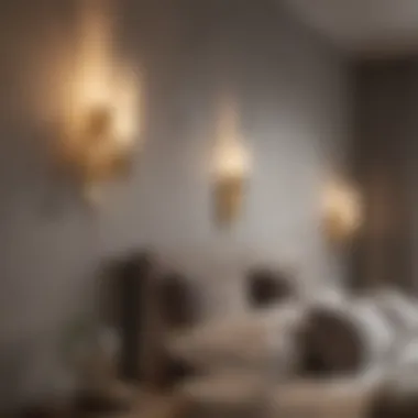 Artistic Wall Sconces in Modern Bedroom A cluster of artistic wall sconces creating an inviting atmosphere in a modern bedroom
