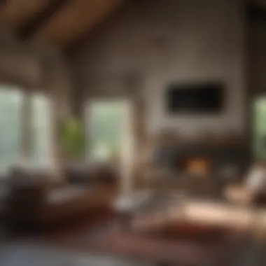 Rustic Meets Modern A cozy living room showcasing a blend of rustic and modern design elements