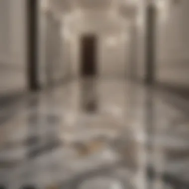 Creative marble pattern used in a trendy hallway