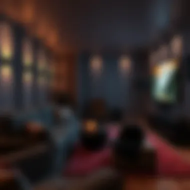 Cozy movie corner with plush seating and warm lighting