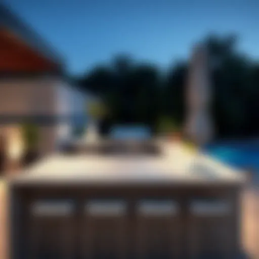 Sleek granite outdoor BBQ island countertop design