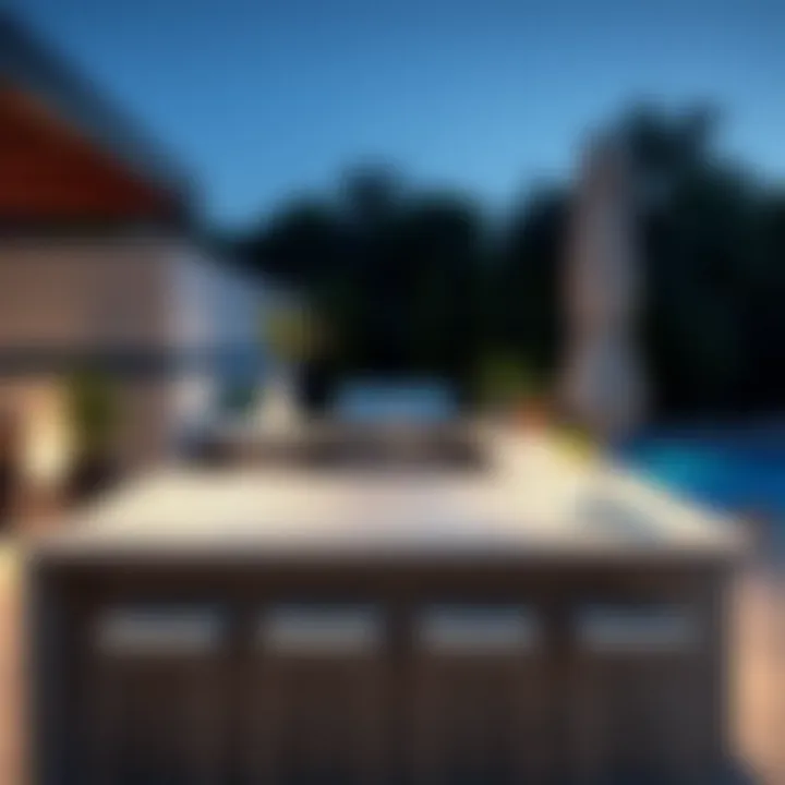 Sleek granite outdoor BBQ island countertop design