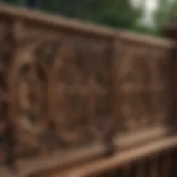Elegant wooden railing design featuring intricate carvings