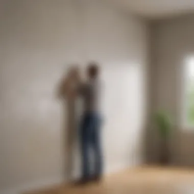 Homeowner inspecting a clean wall for damage