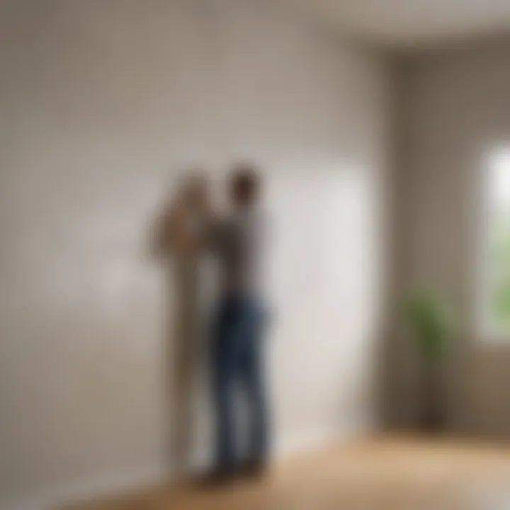 Homeowner inspecting a clean wall for damage